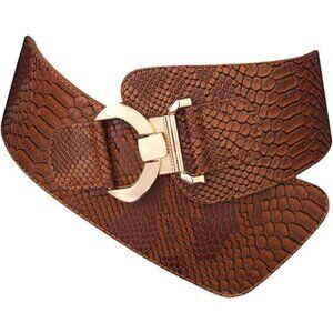 Wide Elastic Stretch Waist Belt Women's Adjustable Snake Pattern Dress Belt